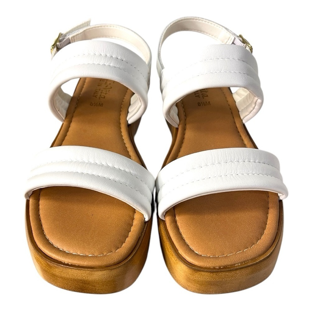 Bella~Vita White Italian Leather Platform Sandals – Size 8.5M